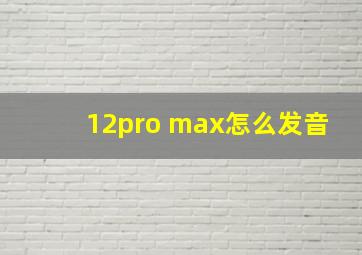 12pro max怎么发音